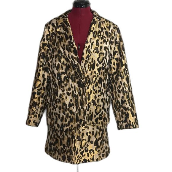 Nine West Skirt Suit Size XXL Leopard Jacquard 2-Piece Set Blazer & Skirt NWT - Picture 6 of 15
